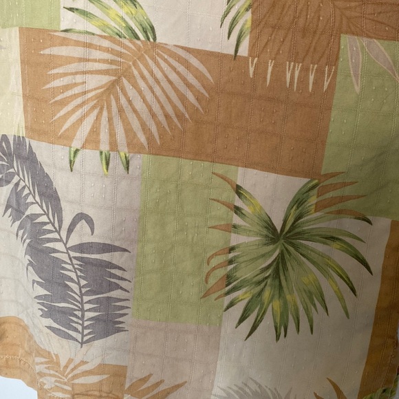 Vintage 90s Silk Hawaiian Shirt Men 2XL Cream Tan Palm Fronds USA Camp Festival - Picture 8 of 13